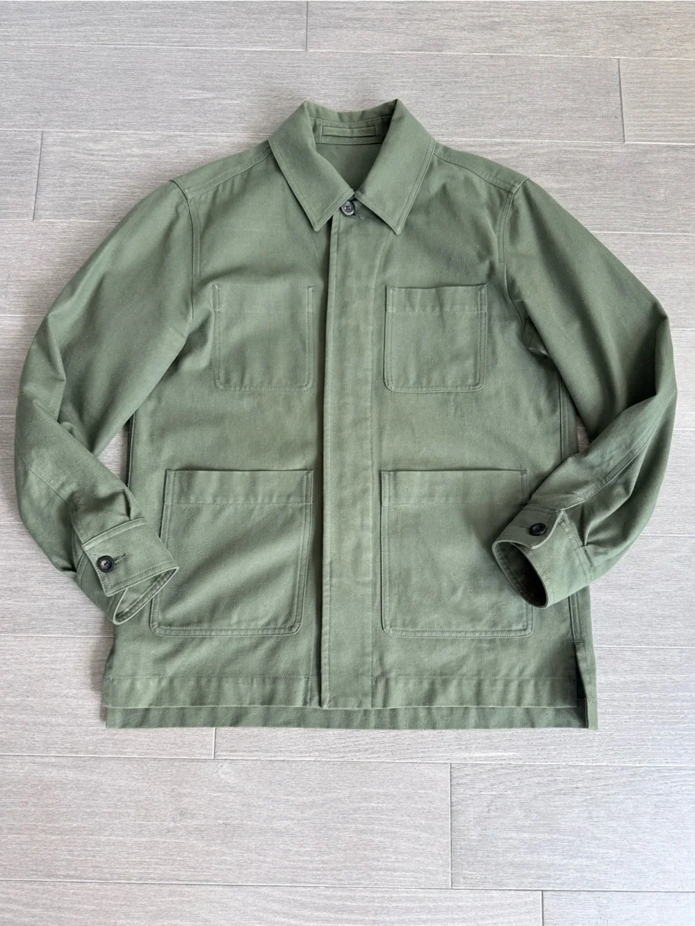 MR P. Cotton Field Jacket Olive Green Military Utility Textured Work Men’s S